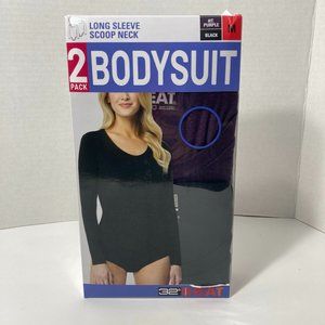 32 Degrees Heat Scoop Neck Bodysuit Set Medium